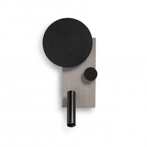 Aplica de pat dormitor Klee, finisaj gri texturat, cu lumina de citit pe dreapta