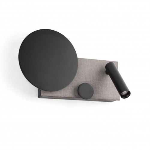 Aplica de pat dormitor Klee, finisaj gri texturat, cu lumina de citit pe stanga