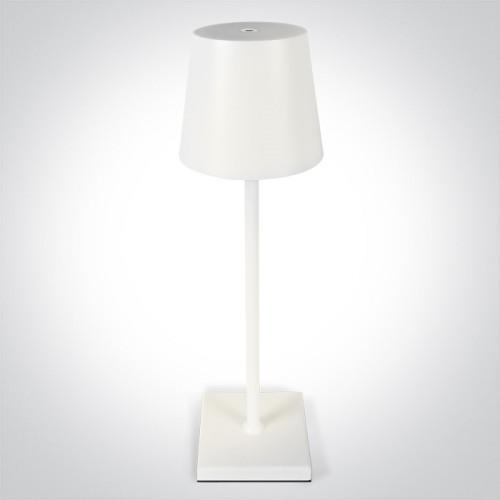 Veioza fara fir LED 3,5W dimabila, rotunda, lumina RGB-alb calda, finisaj alb