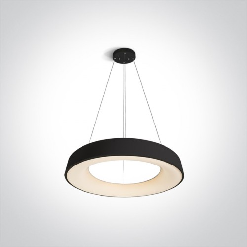 Lustra LED 80W, rotunda, lumina alb calda 3000K, culoare negru