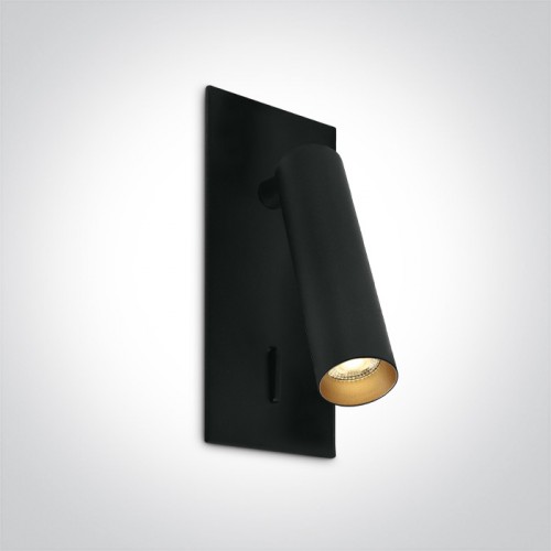 Aplica pat dormitor LED 3W, dreptunghiulara, lumina alb calda 3000K, culoare negru