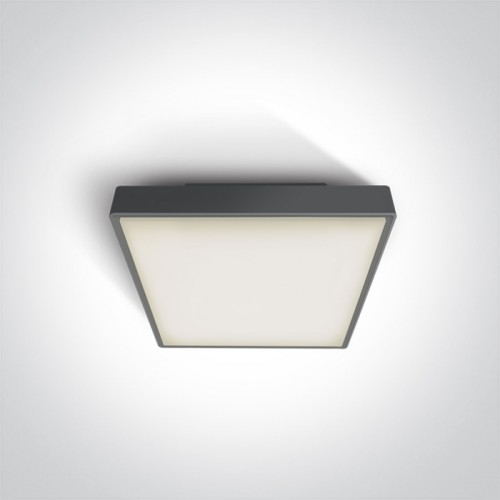 Plafoniera LED 16W, patrata, lumina alb calda 3000K, culoare antracit