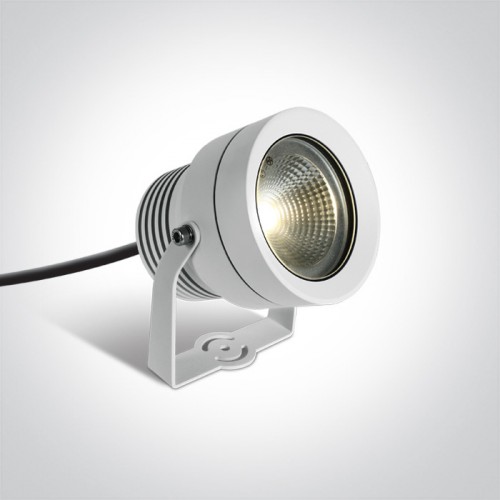 Proiector LED gradina 20W, lumina alb calda 3000K, optica 50°, finisaj alb