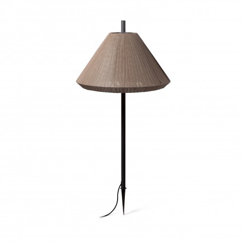 Lampa cu tarus pentru gradina, textil Lampa maro cu tarus pentru gradina, inaltime 1 m, abajur 67 cm, din textil