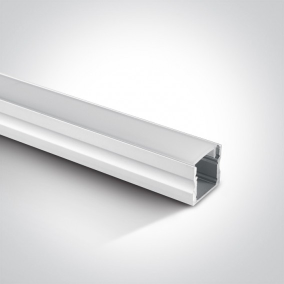 Profil aplicat din aluminiu pentru bandă LED, lungime 2m, culoare alb cu difuzor alb de 17mm