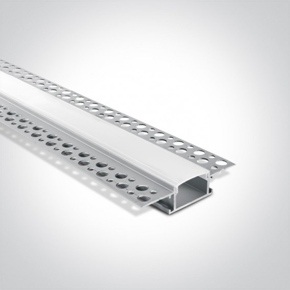 Profil încastrat trimless pentru bandă LED, lungime 2m, cu difuzor alb de 24mm