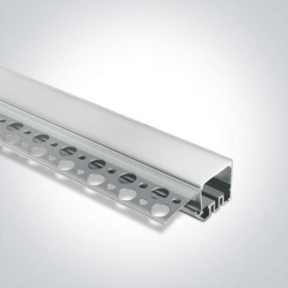 Profil bandă LED încastrat trimless la îmbinarea dintre tavan și perete, cu difuzor alb de 24mm