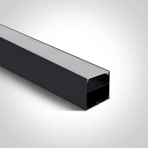 Profil aluminiu suspendat sau aplicat pentru banda LED, lungime 2m, culoare negru cu difuzor alb