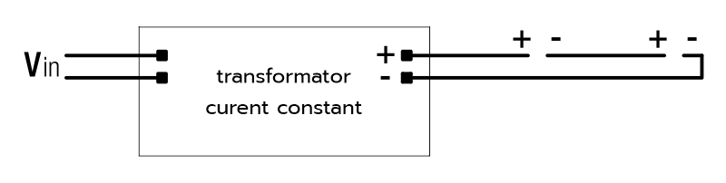 Conexiune in serie transformator LED curent constant