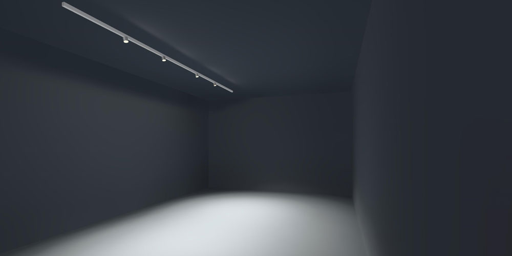 Spoturi LED sina trifazica 4 metri - simulare