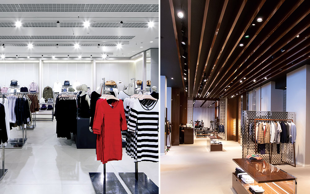 Sine cu spoturi led spatiu comercial