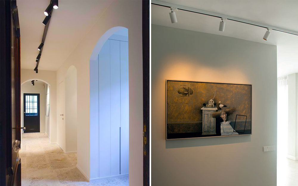 Sina cu proiectoare LED in hol